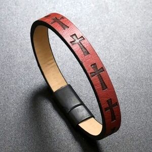 Mahogany colored faux leather bracelet